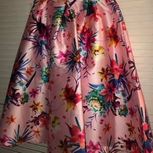 Light Pink Floral Print Whimsical Skirt